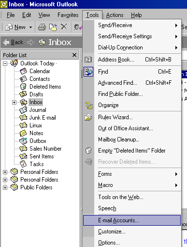 Deleted Item Recovery Tools Menu